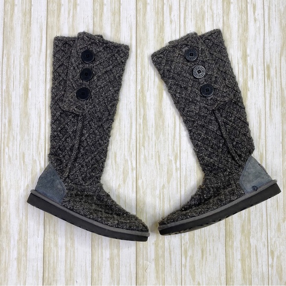 UGG Gray Classic Cardy Sweater Boots Booties - Picture 5 of 12
